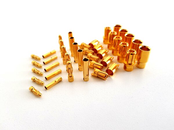 Goldkontakt Stecker 2-8mm Stecker &amp; Buchse AMASS YUKI Gold 4,0 mm 10 Paar